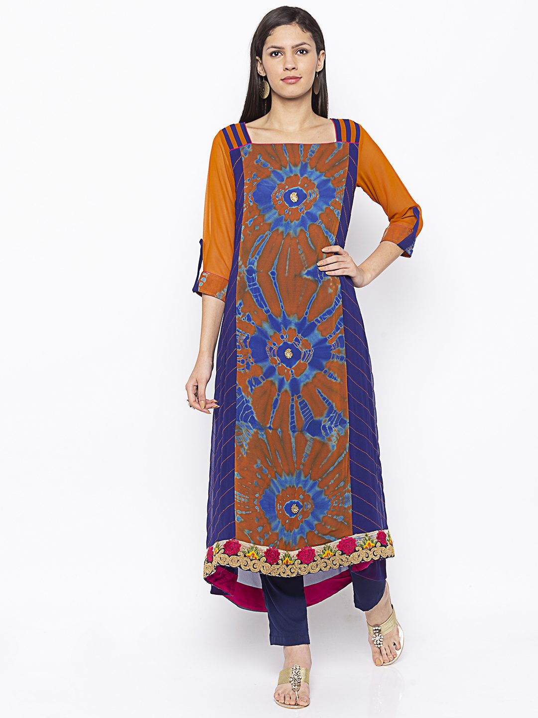 Nikhaar Creations Mustard Embroidered A Line Kurta Set - Womens Ethnic ...