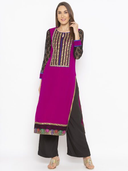 Purple Women's Kurta | Buy Nikhaar Creations Purple Embroidered Kurta