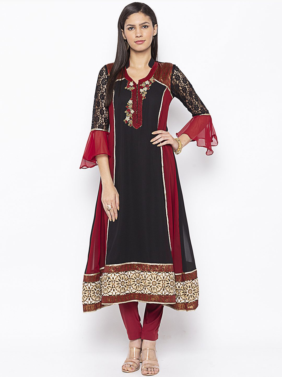 Nikhaar Creations Black Embroidered A Line Kurta Set - Womens Ethnic ...