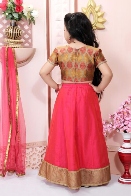 Bronze Embroidered Jacquard Lehenga Choli with Dupatta - Image 5