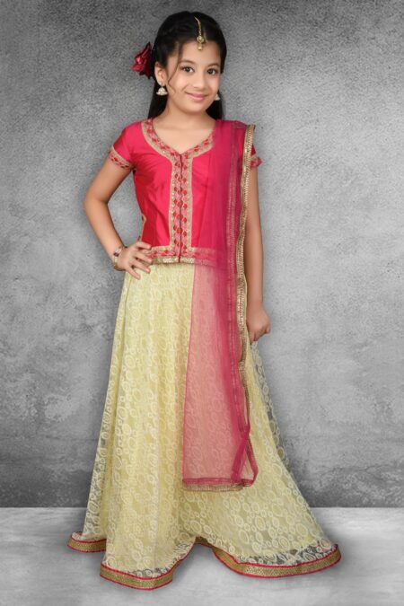 Coral Embellished Tafetta Flared Lehenga Choli Dupatta - Image 2