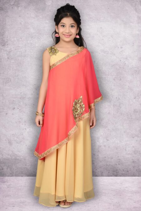 Kids Georgette Gown | Buy Nikhaar Creations Pink Gown Online