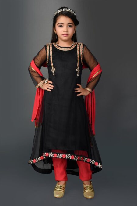 Kids Black Net Kurta | Buy Nikhaar Creations Black Kurta Online