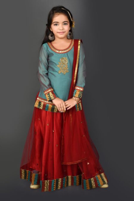 Kids Green Lehenga | Buy Nikhaar Creations Lehenga For Kids Online