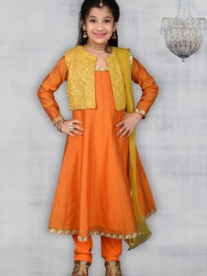 Orange Anarkali For Kids | Buy Nikhaar Creations Anarkali Online