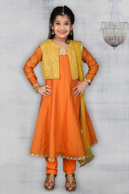 Orange Anarkali For Kids | Buy Nikhaar Creations Anarkali Online