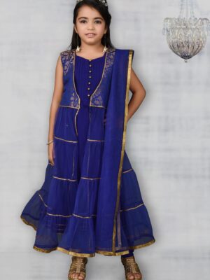 Blue Net Kurta For Kids | Buy Nikhaar Creations Royal Blue Kurta Online