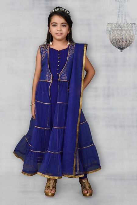 Blue Net Kurta For Kids | Buy Nikhaar Creations Royal Blue Kurta Online