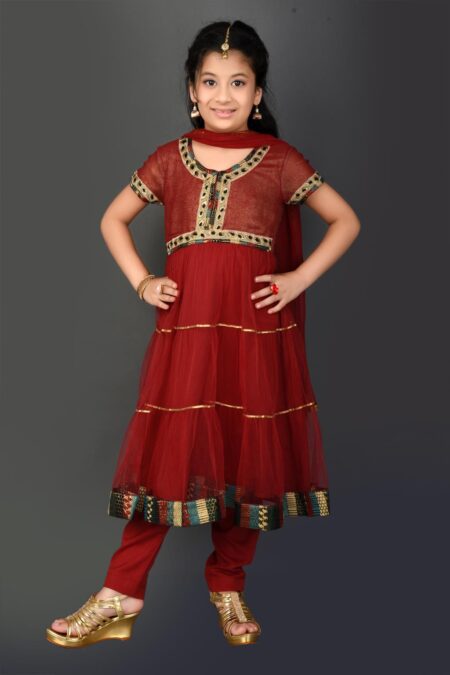 Kids Maroon Kurta | Buy Nikhaar Creations Maroon Anarkali Online