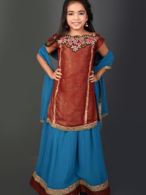 Kids Maroon Shimmer Kurta | Buy Nikhaar Creations Kids Outfit Online