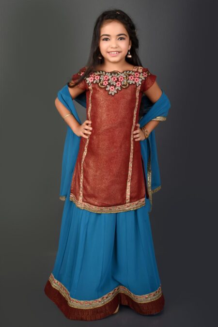 Kids Maroon Shimmer Kurta | Buy Nikhaar Creations Kids Outfit Online