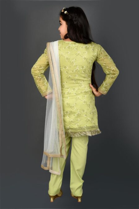 Green Embroidery Straight Chanderi Silk Kurta Pants Dupatta - Image 5