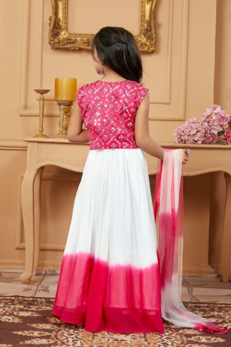 Pink Mirror Faux Georgette A Line Lehenga Choli Dupatta - Image 5