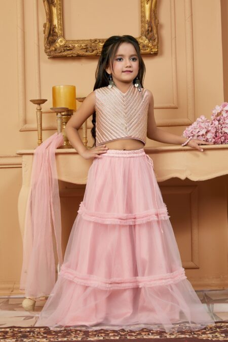 White Embroidered Art Silk Straight Kids Salwar Suits