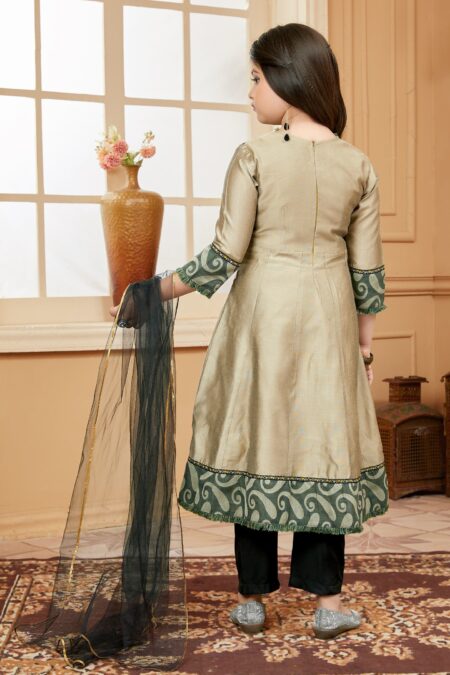 Brown Handloom Silk Kurta Pants Dupatta - Image 4